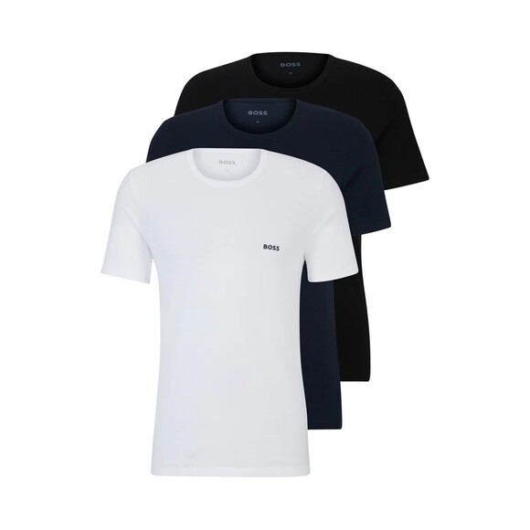 HUGO BOSS Shirt Mens Small White Black Navy 3-Pack Crewneck T-Shirt Logo Tee - Picture 1 of 4